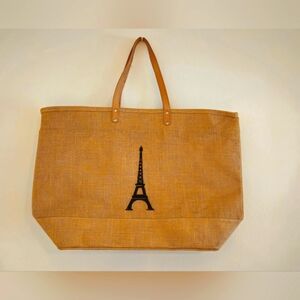 Jute Tote Bag with Eiffel Tower Design